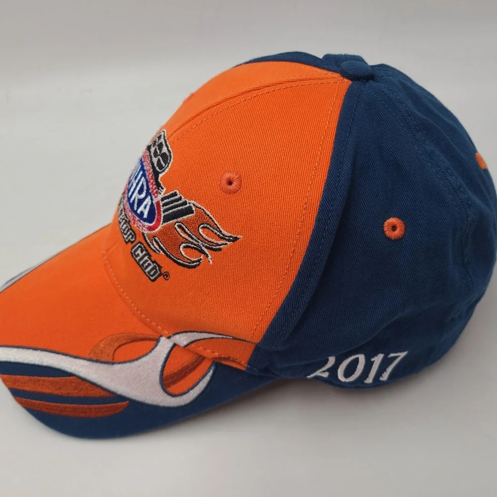 NHRA Hat Adjustable Orange Blue Top Eliminator Club 2017 Drag Racing Flames Men